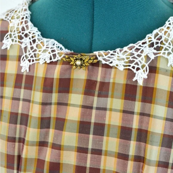 Plaid Silk Civil War 1850’s-1860’s Girls Dress - Picture 5 of 10